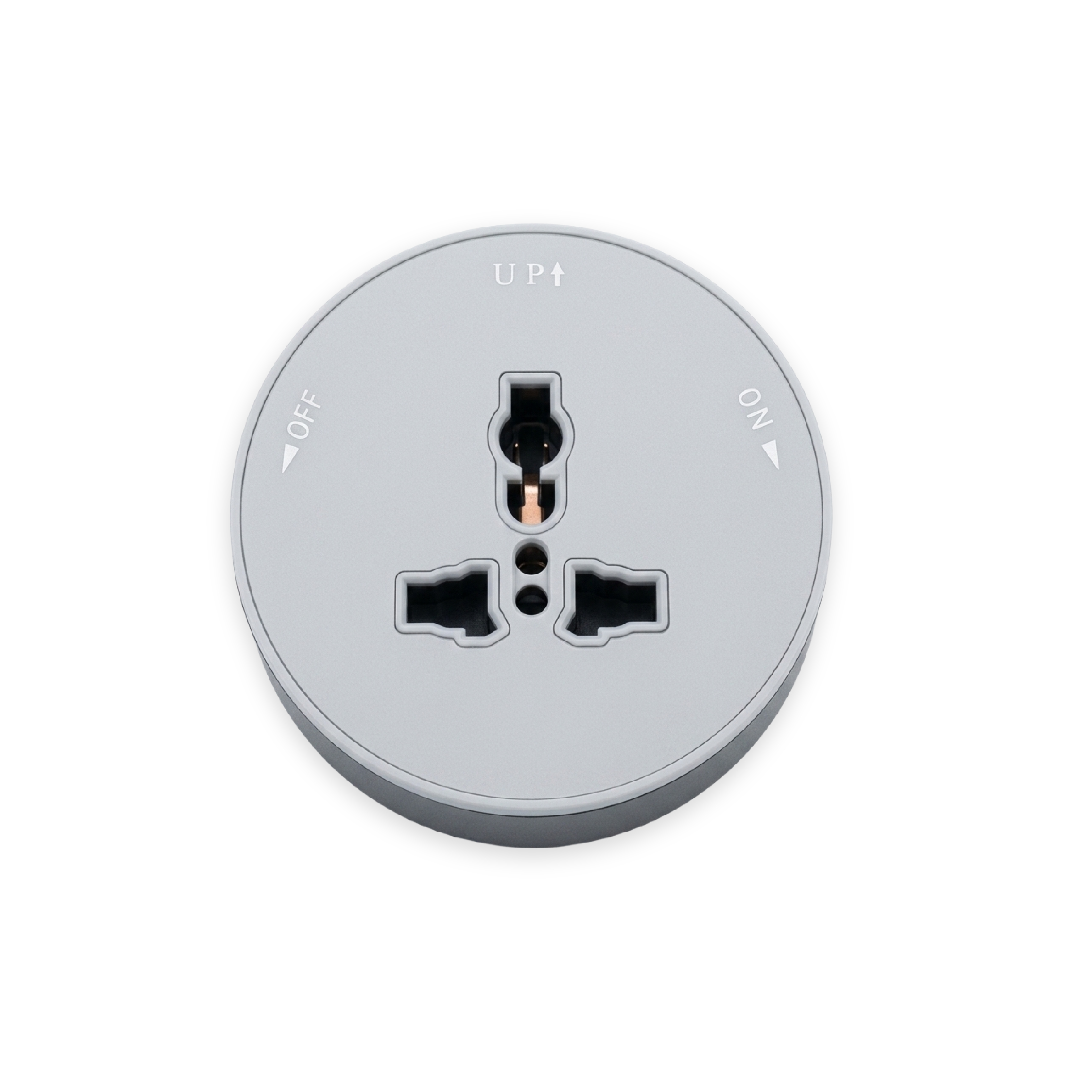 ROUND UNIVERSAL POWER SOCKET WITH LED LIGHT - DARK SILVER