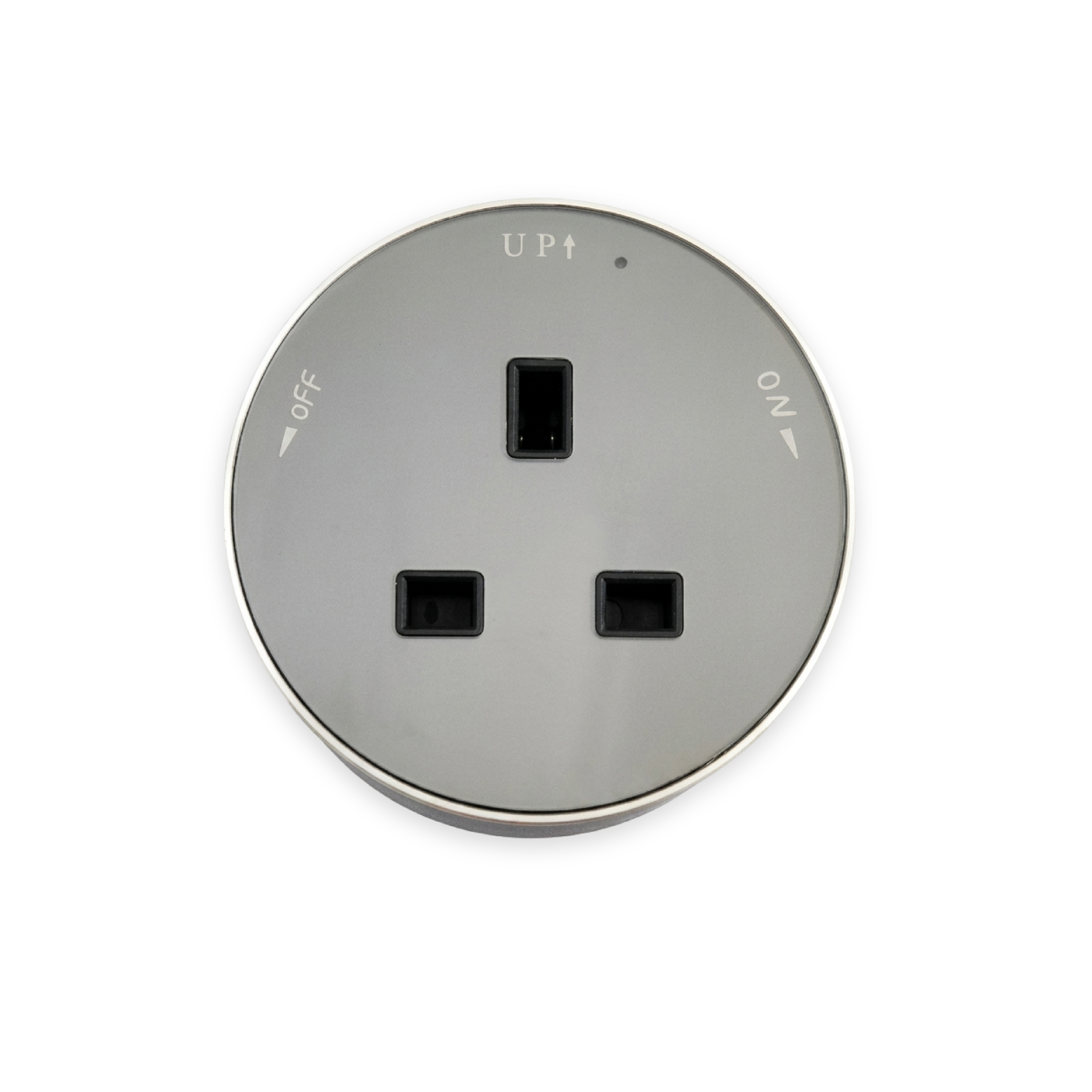 ROUND UK POWER SOCKET - DARK SILVER