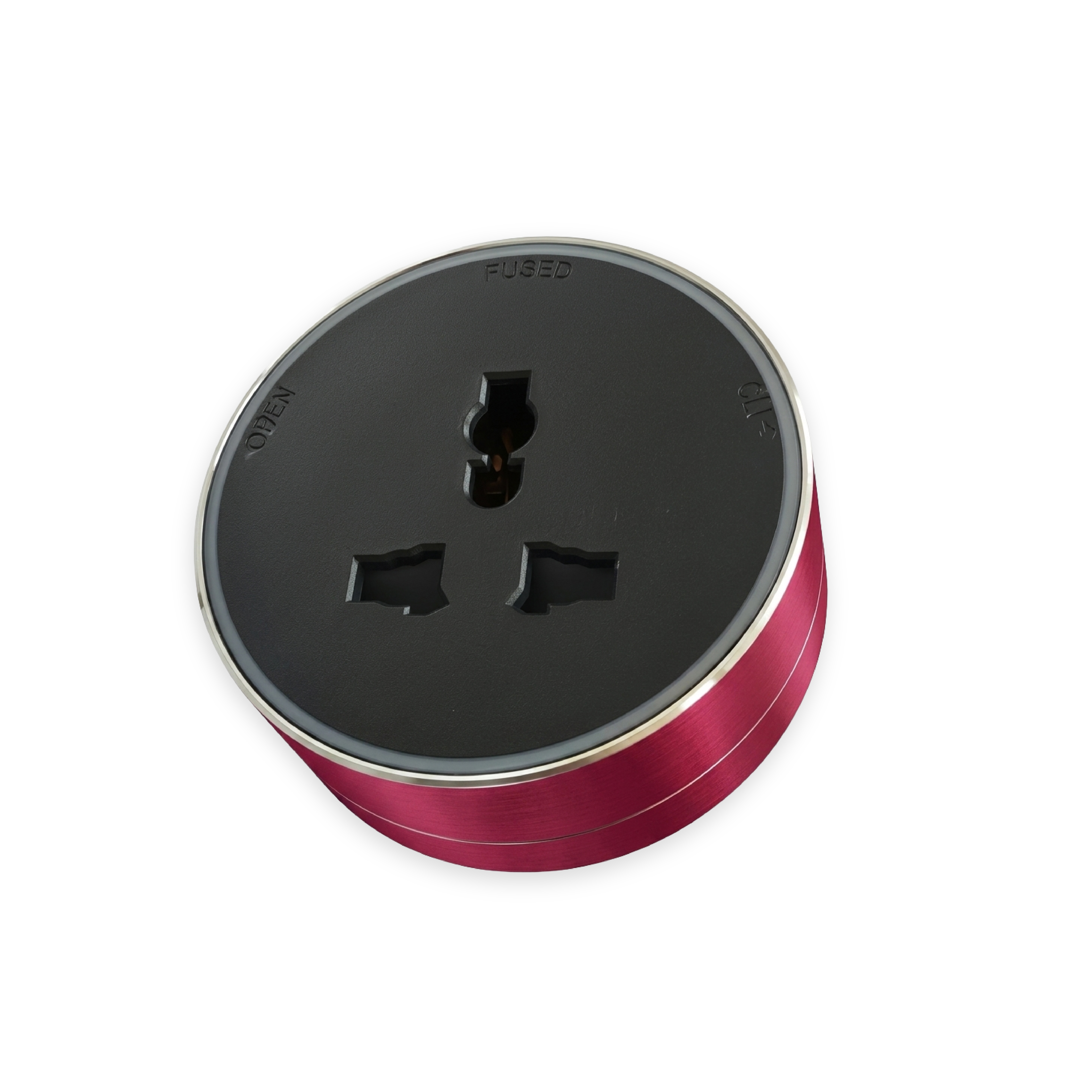 ROUND UK 13A UNIVERSAL POWER SOCKET WITH BLUE LED LIGHT - RED/BLACK
